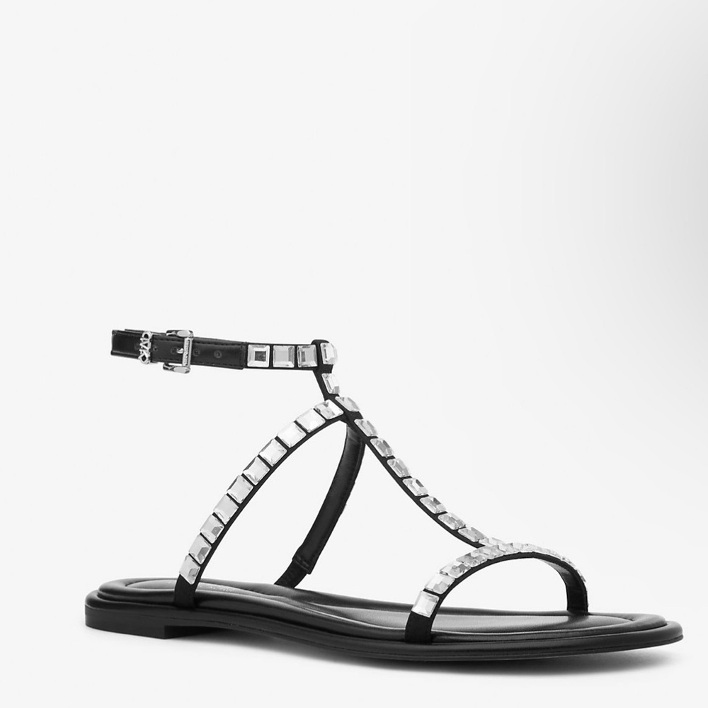 Celia Crystal Embellished Flat Sandal worn once with box